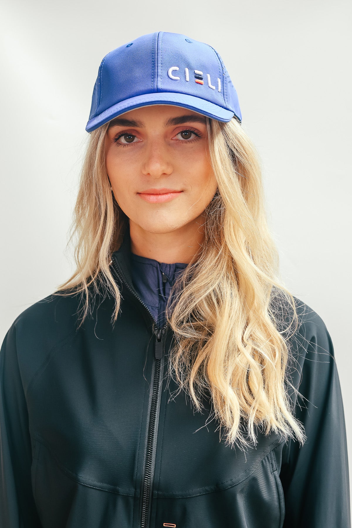 cieli equestrian peak cap royal blue with embroidery