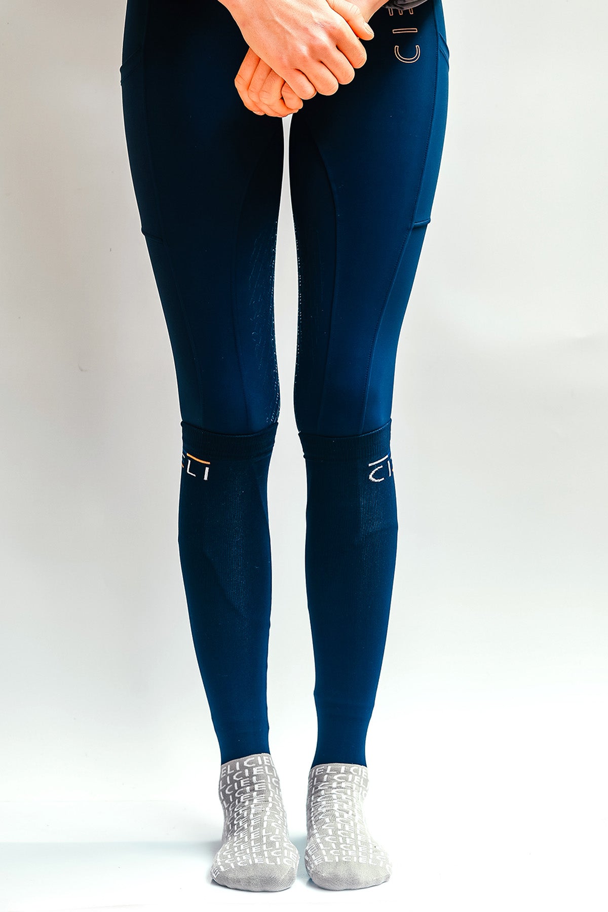 equestrian knee high stocking riding socks in navy blue
