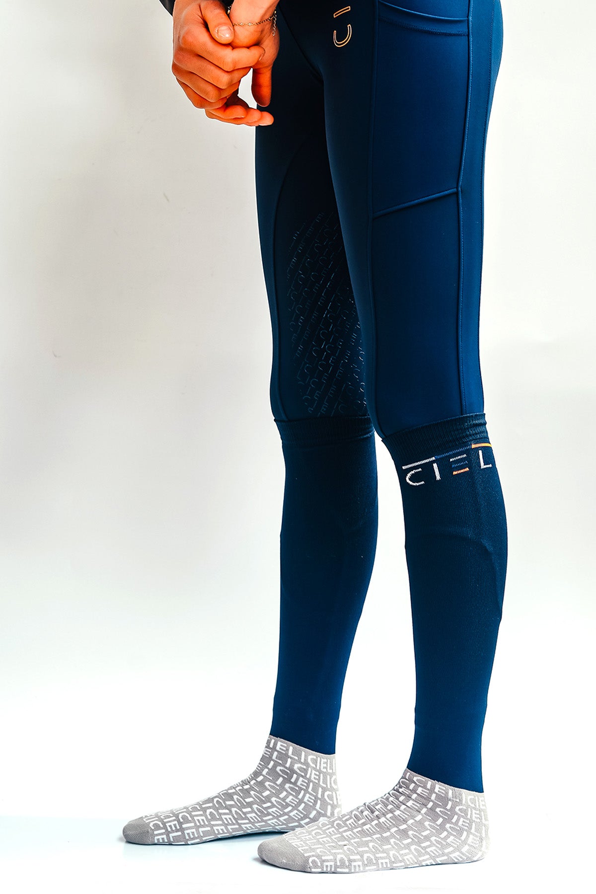 equestrian knee high stocking riding socks in navy blue