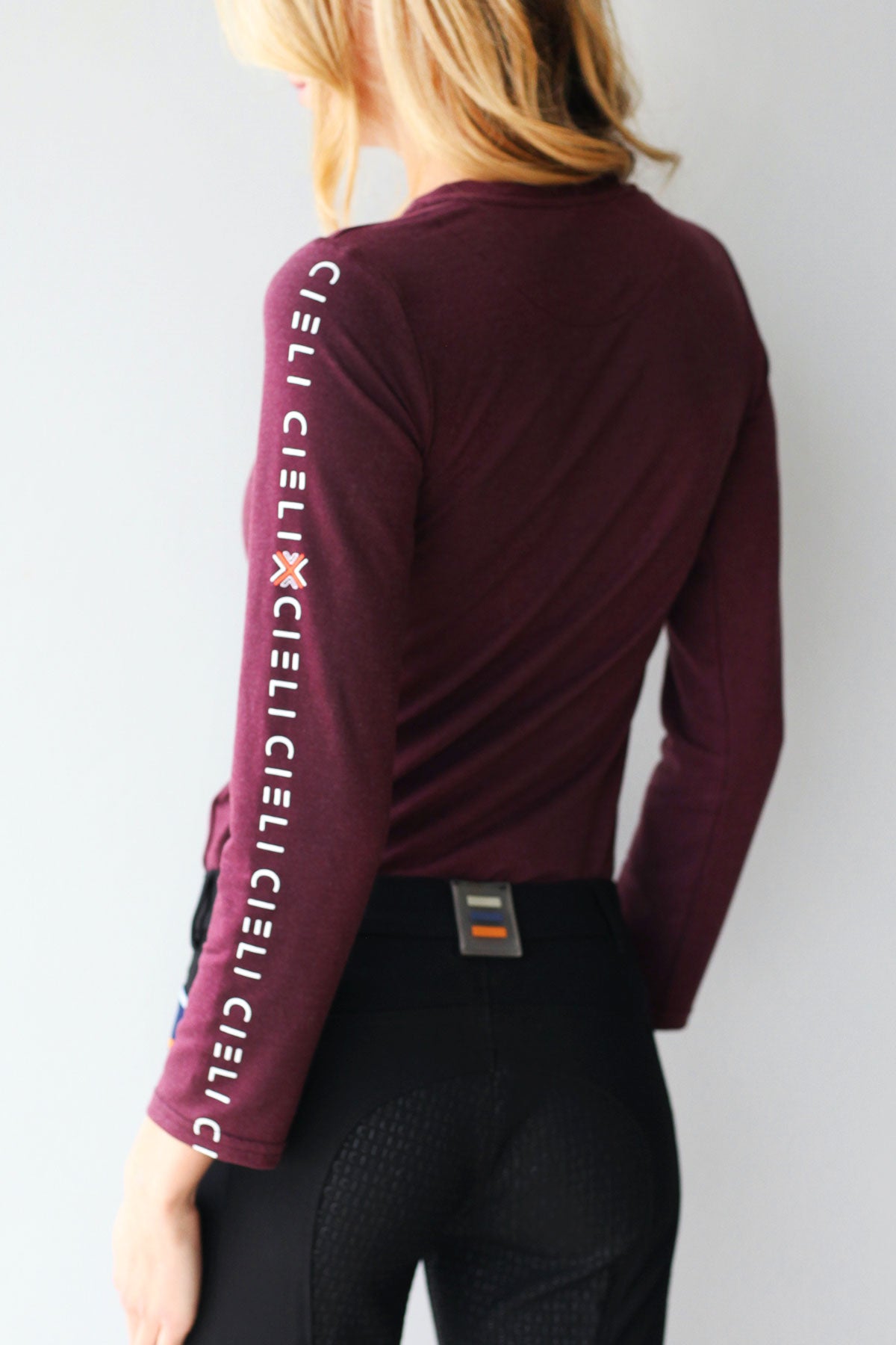 long sleeve ladies riding shirt maroon