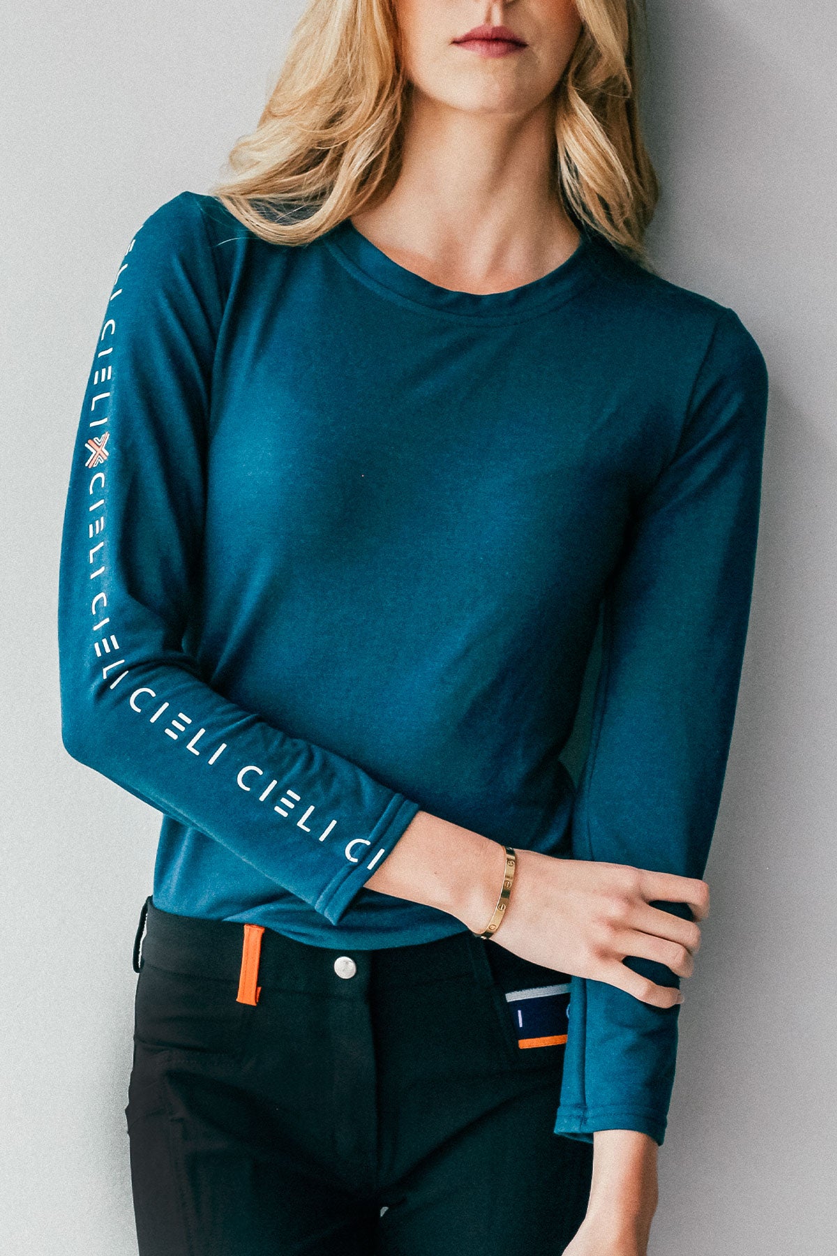 long sleeve ladies riding shirt teal