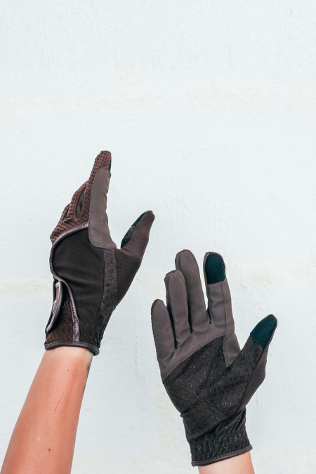 equestrian mesh riding gloves brown