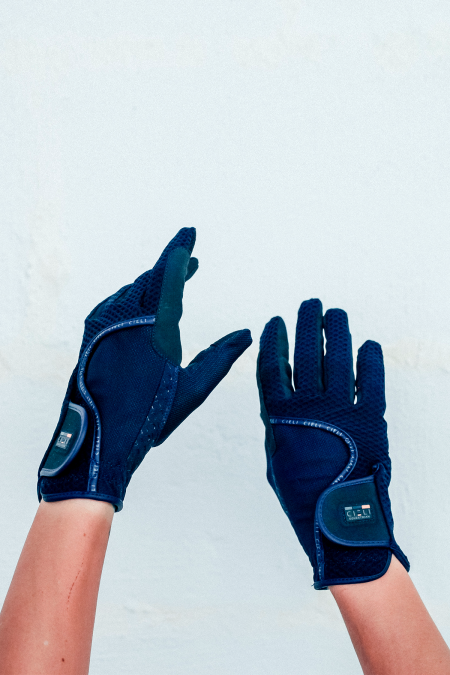equestrian mesh riding gloves navy