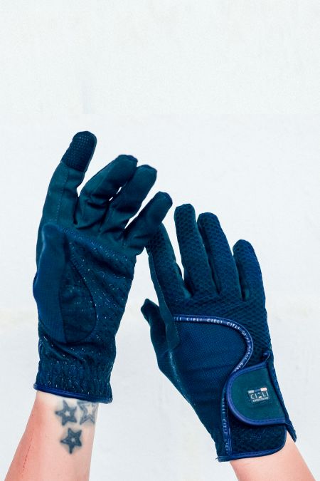 equestrian mesh riding gloves navy