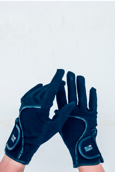 equestrian mesh riding gloves black