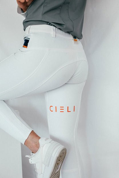 white performance ladies riding breeches full grip