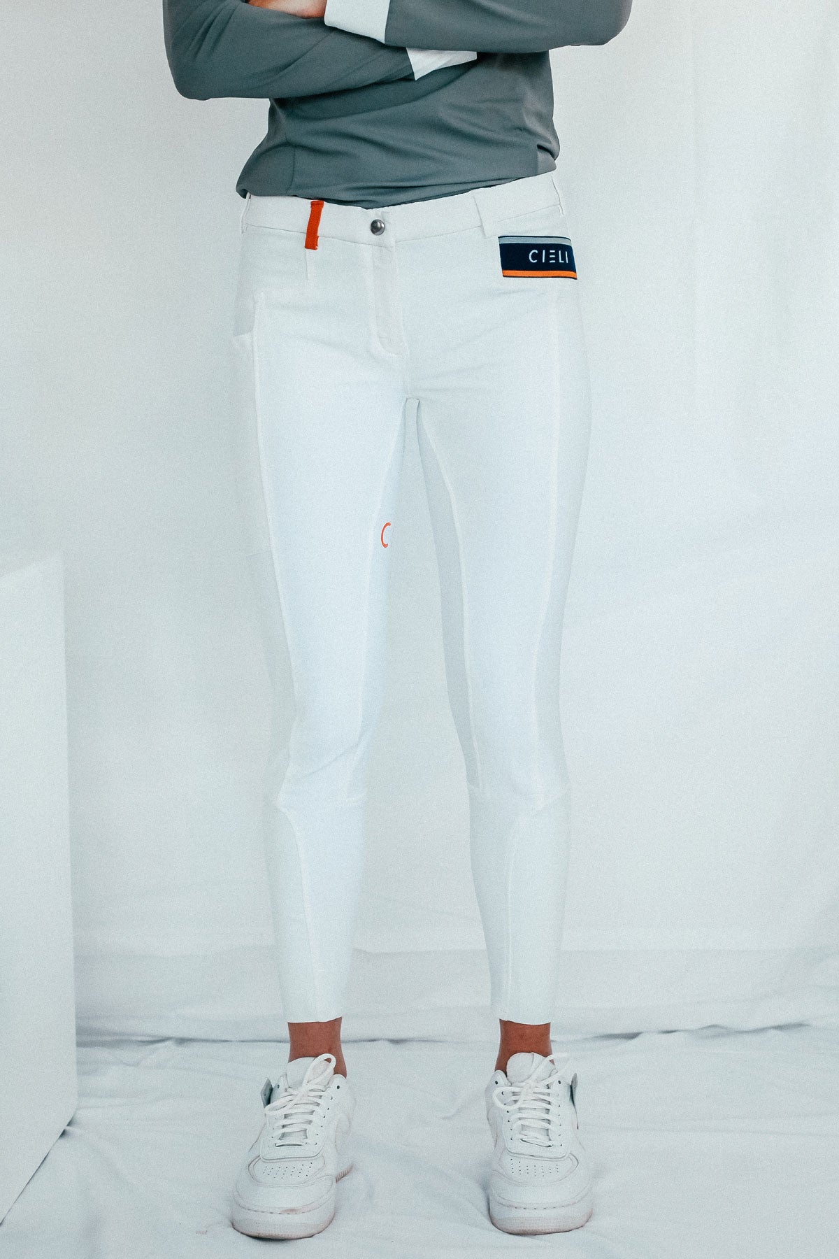 white performance ladies riding breeches full grip