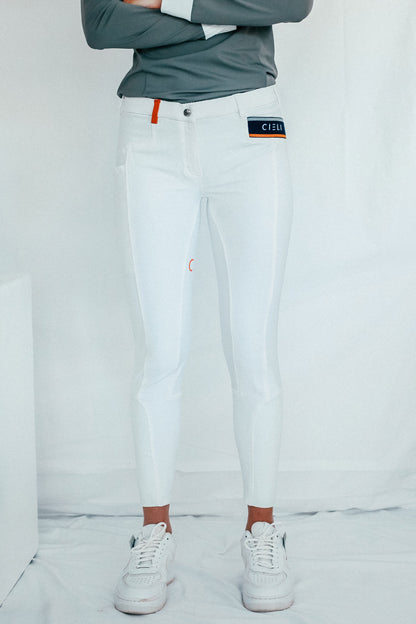 white performance ladies riding breeches full grip