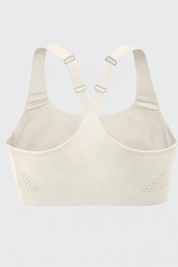 White sports bra on a light gray background