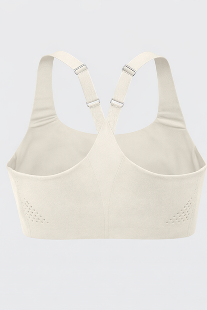 White sports bra on a light gray background