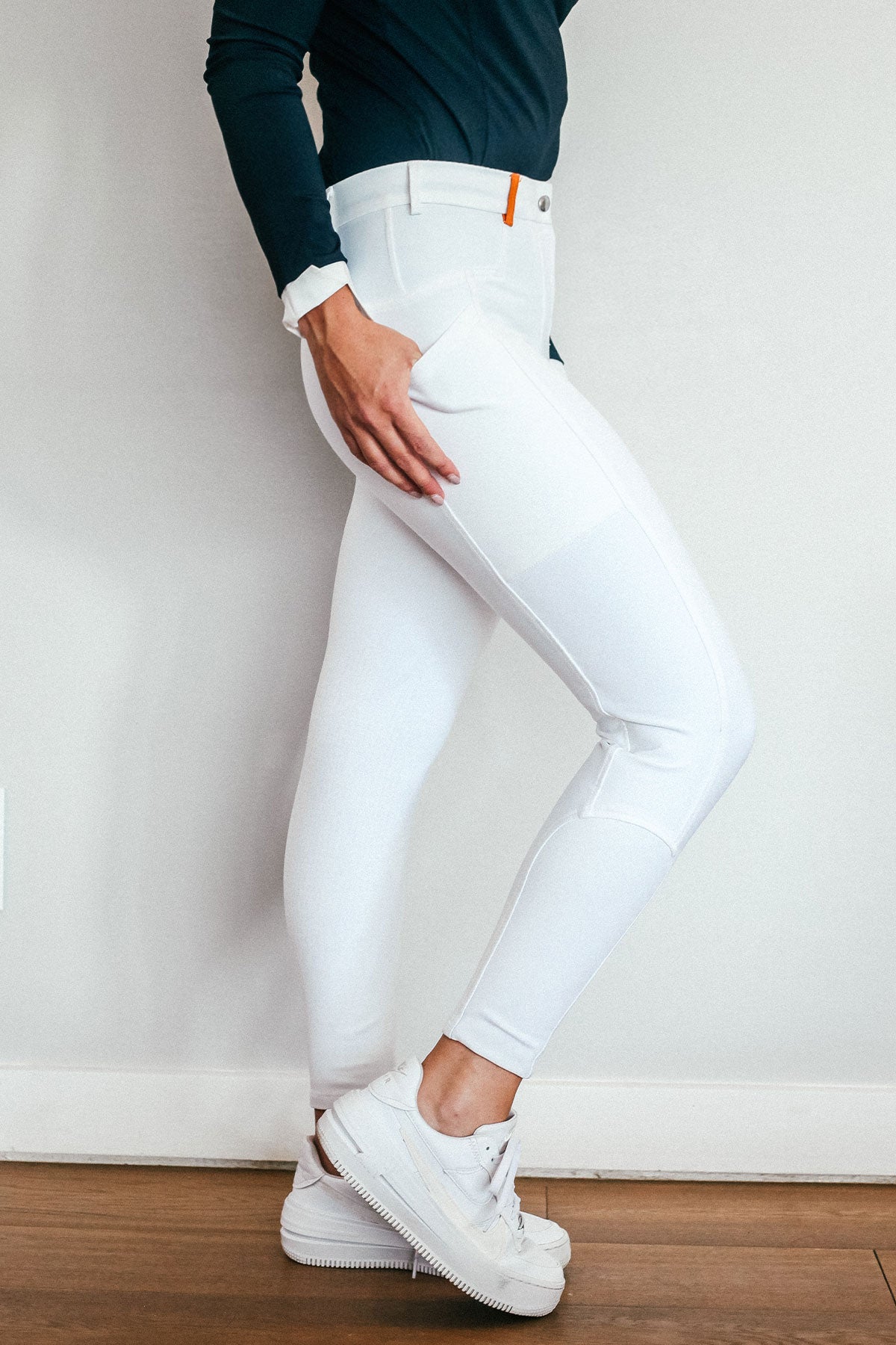 white performance ladies riding breeches