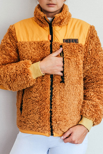 teddy reversible fleece jacket brown